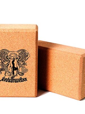 Yoga Blocks Cork 2 Natural Brick Non-Slip Soft Eco-Friendly