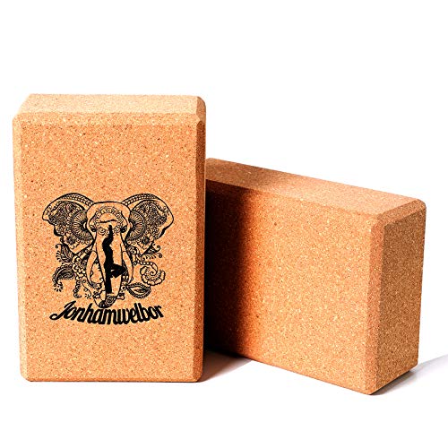 Yoga Blocks Cork 2 Natural Brick Non-Slip Soft Eco-Friendly