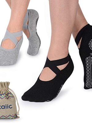 Yoga Socks for Women Non-Slip Grips Straps