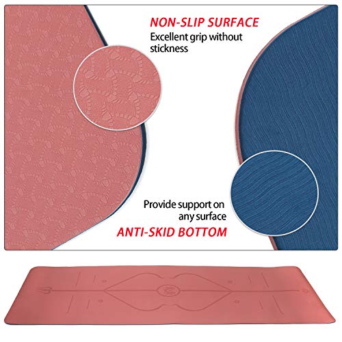 51p2P6YB9eL Yoga Mat Non Slip with Alignment Marks
