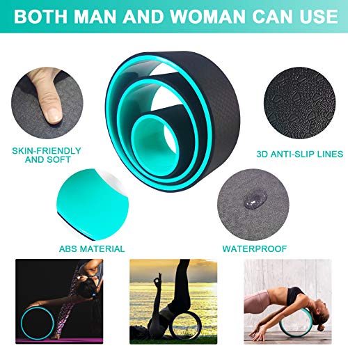 Yoga Wheel 3 Pack - Back Pain Relief Kit with Fitness Straps, Various Sizes for Complete Body Exercises, Includes Yoga Wheel Bag