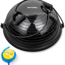 EveryMile Half Ball Balance Trainer: The Ultimate Stability and Yoga Exercise Ball with Resistance Bands - Perfect for Gym Core Training, Yoga, Fitness, and Ab Strength Exercises, Featuring a 23-inch Anti-Skid Surface.