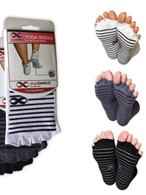 Yoga Pilates Toeless Half Toe Socks with Grips, Barre, Dance
