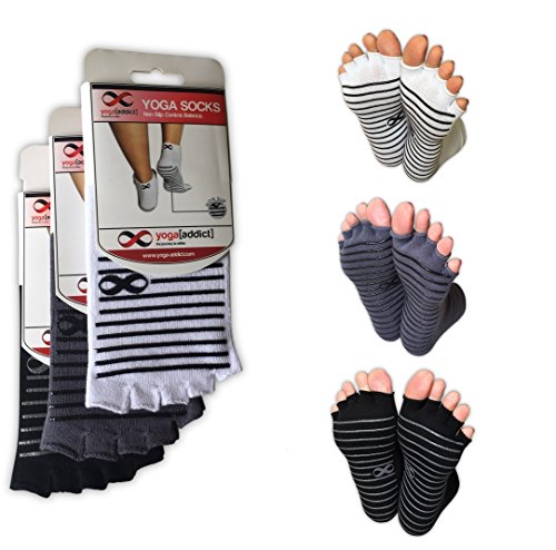 Yoga Pilates Toeless Half Toe Socks with Grips, Barre, Dance