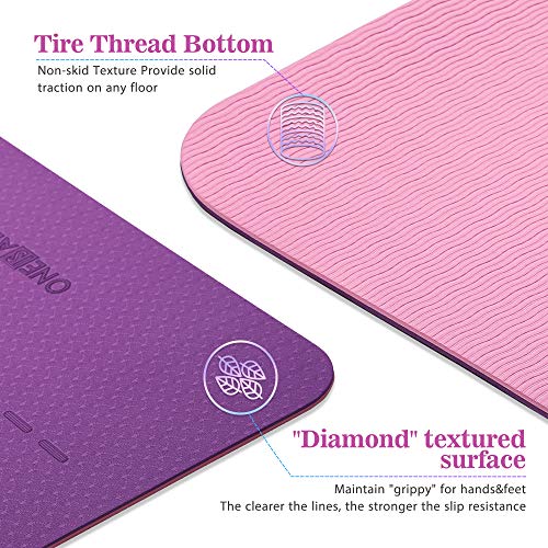 51rWIjAFZLL Thick Nonslip Yoga Mat with Alignment Lines