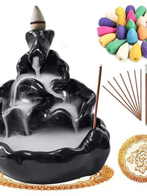 Extrapins Incense Burner Set,Ceramic Backflow Cones Sticks Holder