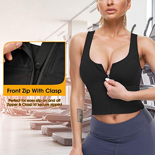 51s7IXHz0dL Women Zip Front Sports Bras Longline Fitness