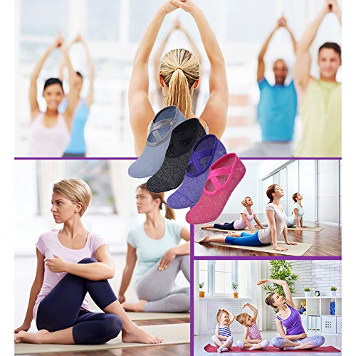 51sABKTAeDL Yoga Practice with Non-Slip Yoga Socks: 4-Pack for Women