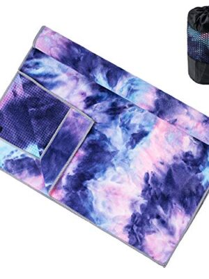 ADORENCE Non Slip Yoga Towel (Upgraded PVC Grippies+Side Pockets)