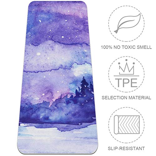 Yoga Mat, Forest Trees The Night Sky Landscape