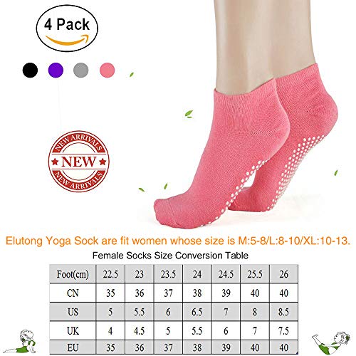 51tagBzDH9L Pilates Yoga Non Slip Skid Socks - Elutong 4 Pack