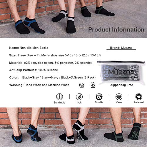 51wf0R9o2hL Muezna Men's Non-Slip Yoga Socks, Anti-Skid Pilates