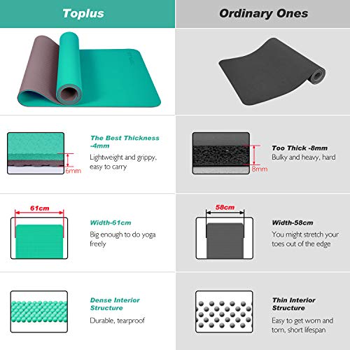 51wfmPlkZlL Toplus Yoga Mat Extra Thick 1/4 Inch Non Slip Yoga Mats