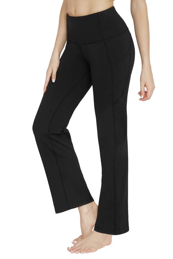 Bootleg Yoga Capris Pants with Pockets for Women