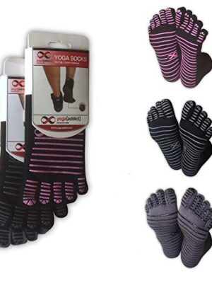 Full Toe Socks with Grips, 5 Finger Socks, Yoga, Pilates