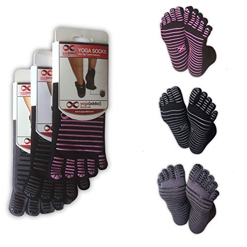 Full Toe Socks with Grips, 5 Finger Socks, Yoga, Pilates