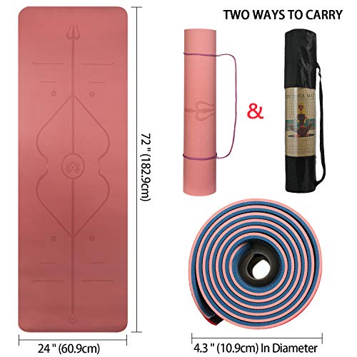51yg9dhuaJL Yoga Mat Non Slip with Alignment Marks
