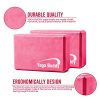 Premium Yoga Block and Stretch Band Set - Non-Slip, Eco-Friendly Yoga Blocks for Flexibility & Alignment (Pink)