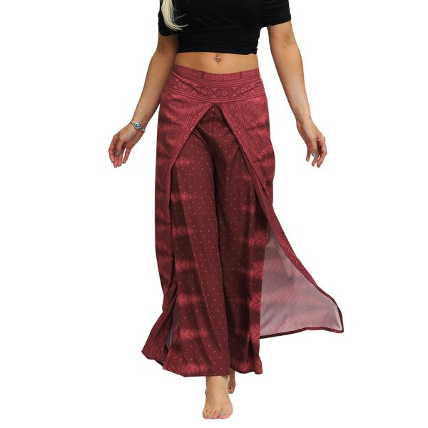 Lu's Chic Women's Boho Pants Harem Wide Leg Side Split 1 Lu's Chic Women's Boho Pants Harem Wide Leg Side Split