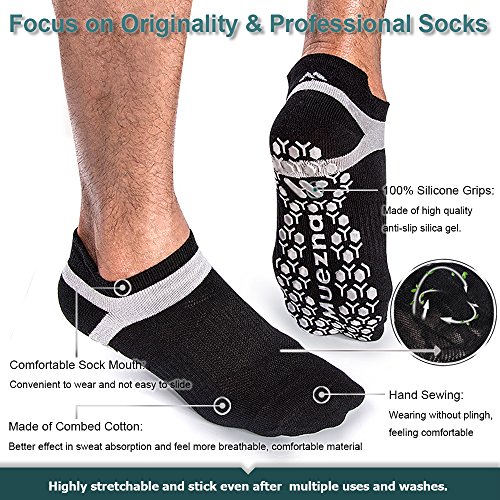 617Rr2h8bLL Muezna Men's Non-Slip Yoga Socks, Anti-Skid Pilates