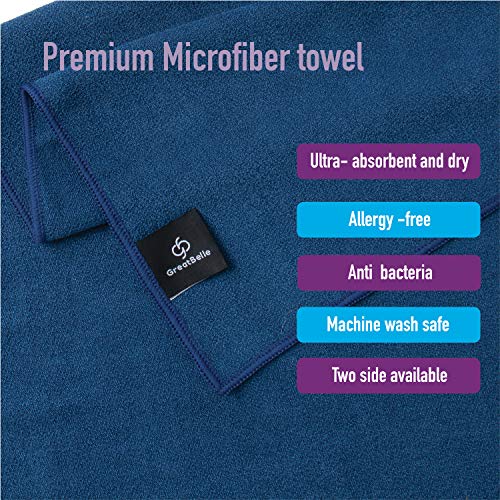GreatBelle Yoga Towel with Storage Pouch Deep Blue