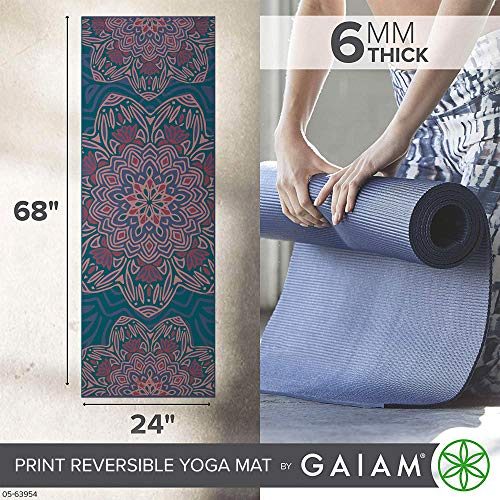 Gaiam Yoga Mat Premium Print Reversible Extra Thick Non Slip
