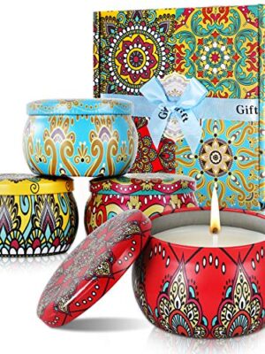 Scented Candles Gift Set, Pure Natural Soy Wax