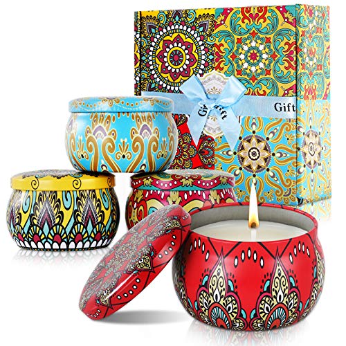 Scented Candles Gift Set, Pure Natural Soy Wax