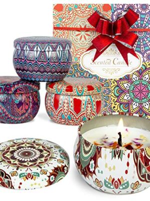 Ouddy 4 Pack Scented Candles Set, Nature Soy Wax Candles