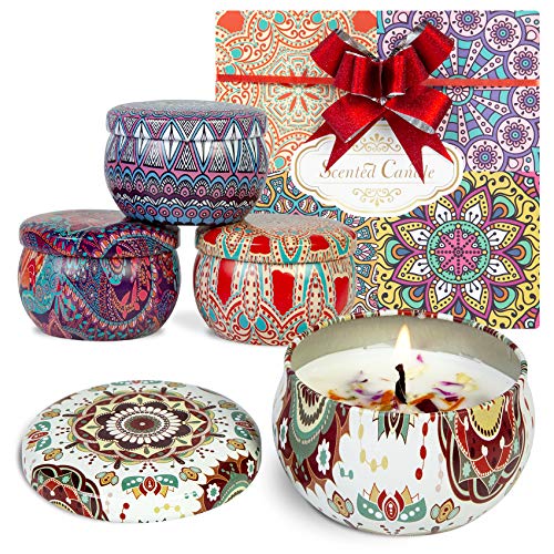Ouddy 4 Pack Scented Candles Set, Nature Soy Wax Candles