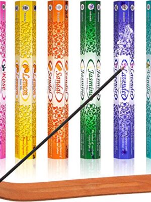 120 Pieces Incense Sticks 6 Various Scents Incense Burner