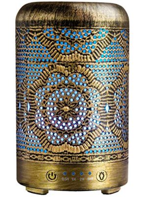 Yoga Essential Oil Diffuser Metal Vintage LED Lights
