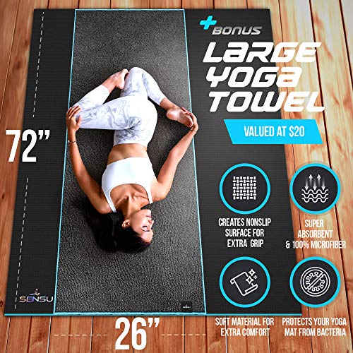 Sensu Large Yoga Mat - 6’ x 4’ x 9mm Extra Thick Exercise