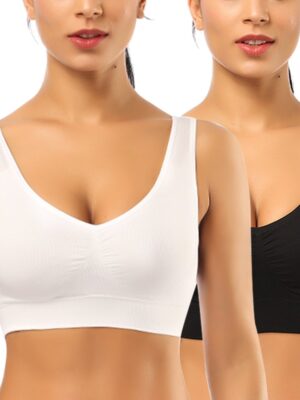 BESTENA Comfort Bra, 2 Pack Seamless Removable Pads Sleep Bras