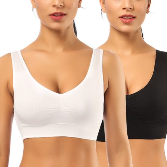 BESTENA Comfort Bra, 2 Pack Seamless Removable Pads Sleep Bras