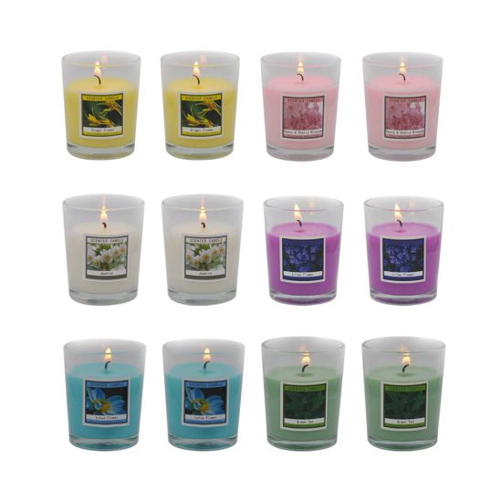 Set of 12 Scented Candles with 6 Fragrances