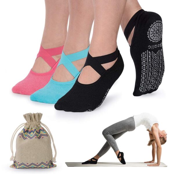 Yoga Socks for Women Non-Slip Grips, Straps 1 Yoga Socks for Women Non-Slip Grips, Straps