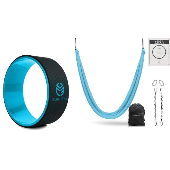 UpCircleSeven Yoga Wheel (Blue) and Aerial Yoga Hammock