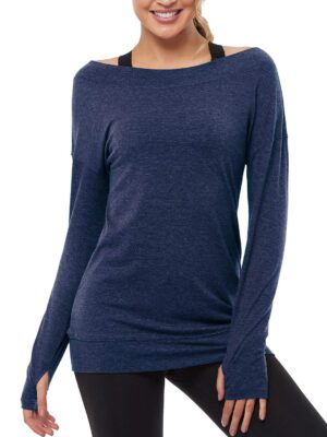 Muzniuer Women's Wrokout Tops Off Shoulder