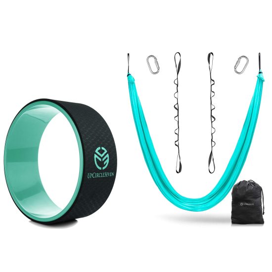 UpCircleSeven Yoga Wheel (Cyan) and Aerial Yoga Hammock