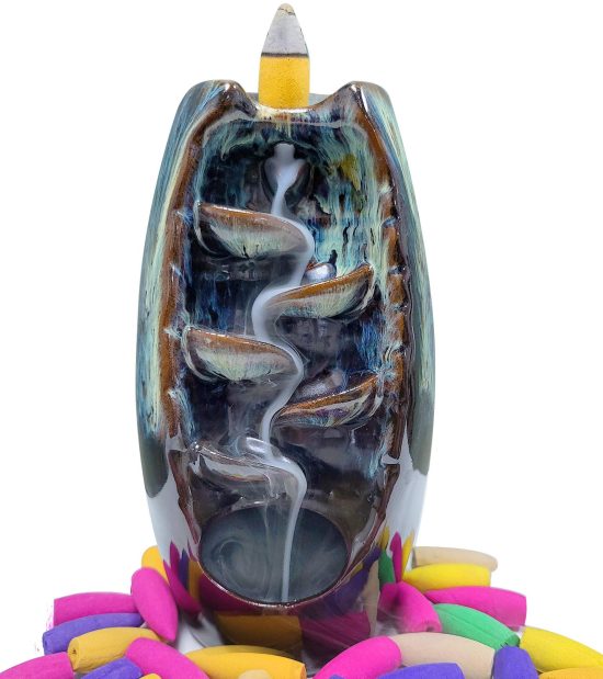 Ceramic Waterfall Incense Burner,Backflow Incense Holder