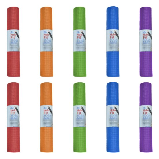 Hello Fit Yoga Mats, Bulk 10 Pack, Affordable Exercise Gym Mats