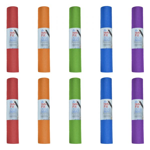 Hello Fit Yoga Mats, Bulk 10 Pack, Affordable Exercise Gym Mats