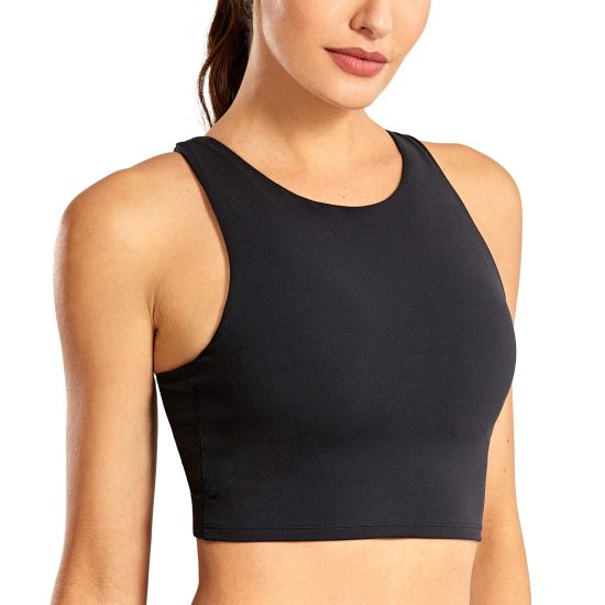 CRZ YOGA Women's High Neck Longline Sports Bra