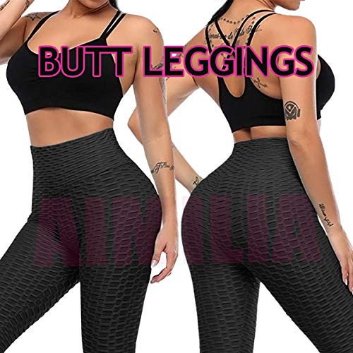 AIMILIA Butt Lifting Anti Cellulite Leggings for Women High Waisted Yoga Pants Workout Tummy Control Sport Tights Black Lift & Sculpt Yoga Leggings: Elevate Your Workout Wardrobe! ππͺ