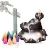 Backflow Incense Burner,Lotus Fish Waterfall Incense Burner
