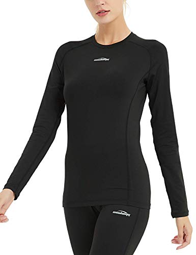 COOLOMG Compression Shirt + Leggings Thermal Set Winter Base Layer for Running Yoga Black M COOLOMG Compression Shirt + Leggings Thermal Set