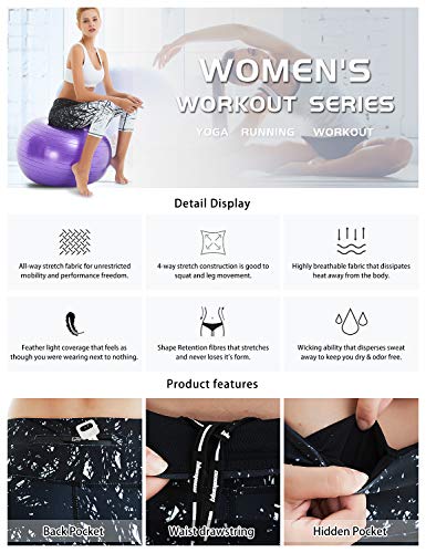 COOLOMG Women's Leggings + Headband 3/4 Yoga Capris Workout Pants Drawstring High Waist Running Tights Adults X-Large Women's High Waist Leggings with Headband & Hidden Pockets - Perfect for Yoga, Fitness, Running & Everyday Wear 💪