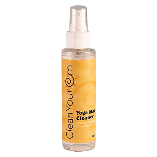 Clean Your Om Yoga Mat Cleaner - All Natural Cleaner Spray with 100% Organic Eucalyptus Essential Oil - No Slippery Residue - Includes Microfiber Towel - Made in The USA - 4 Oz. Clean Your Om Yoga Mat Cleaner - All Natural Cleaner Spray