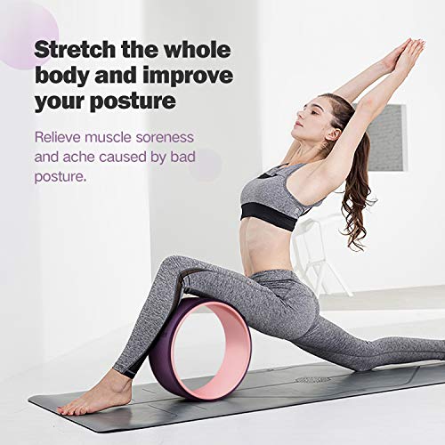 Gonex Yoga Wheel, 13 Inch for Back Pain Stretching with 10mm Thicken External Pad, Sturdy Back Roller Stretcher for Yoga, Backbend with Workout Guidebook, Purple Pink Ultimate Yoga Wheel for Back Pain Relief & Flexibility – 13 Inch with Thickened Cushion for Comfortable Stretching